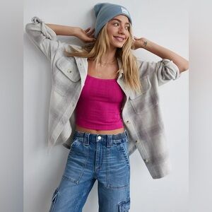 AE Oversized Plaid Fleece & Love Shacket